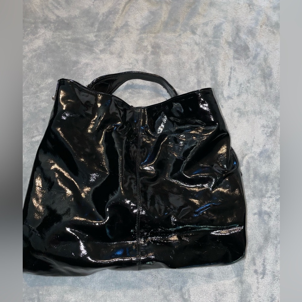 Elegant Black Patent Leather Tote Bag